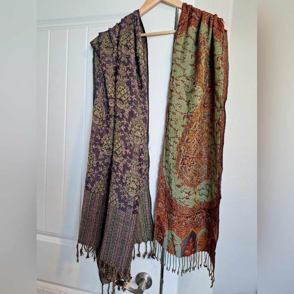 Two 100% Cashmere Italian Scarves/Wraps